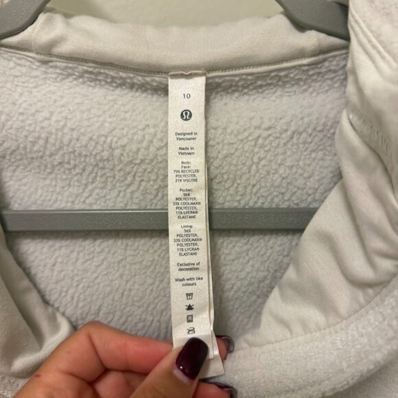 Lululemon Looped Terry Fleece Half-Zip Hoodie – Size 10 (Bone) - Picture 4 of 7